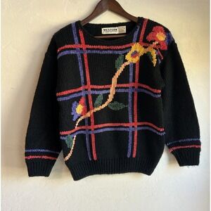 Vintage Western Connection Chunky Pullover Sweater S Floral‎ Granny Retro